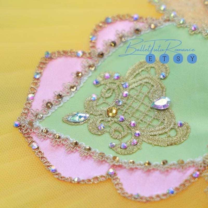 Embroidered Yellow Ballet Tutu, Custom Floral Performance Costume