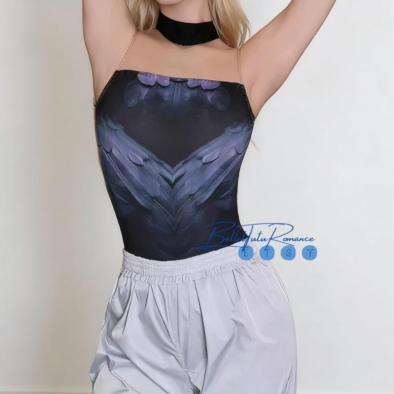 Oil Painting Backless Leotard | Dance Gymnastics Yoga Bodysuit, Girl/Adult
