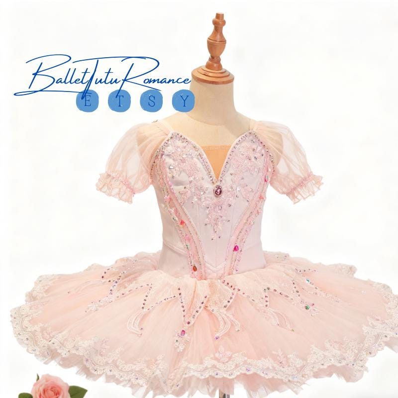Blush Pink Ballet Tutu Dress: Luxury Crystal Embellished Recital Outfit
