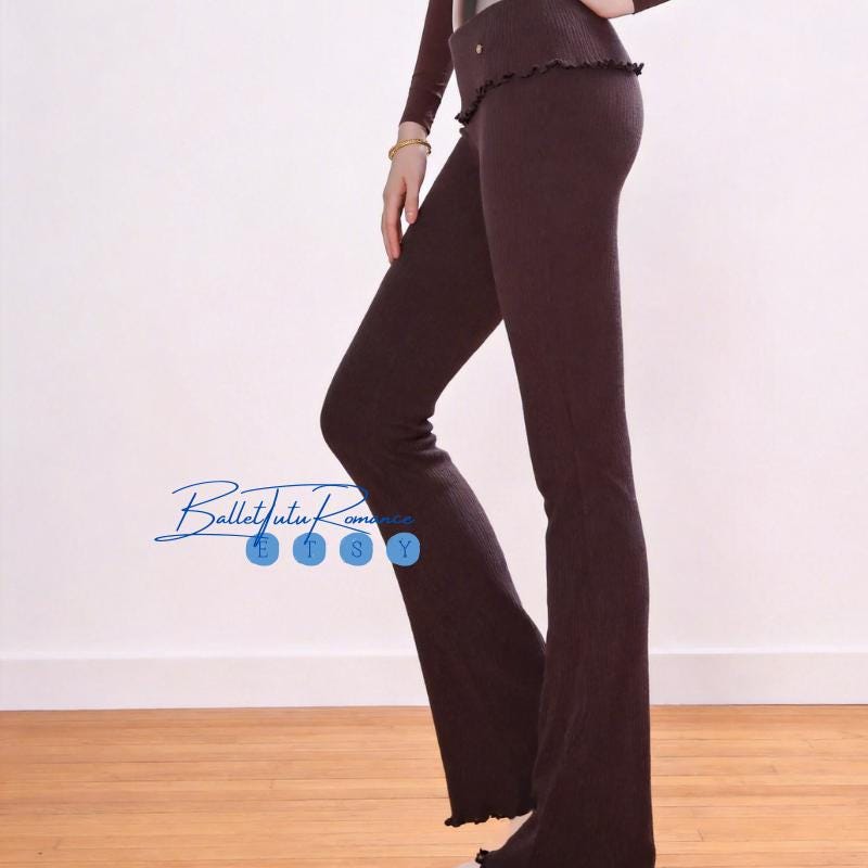 Knit Flared Pants: Luxury Ballet Dancewear, Custom High-End Leggings, Adult Performance Wear