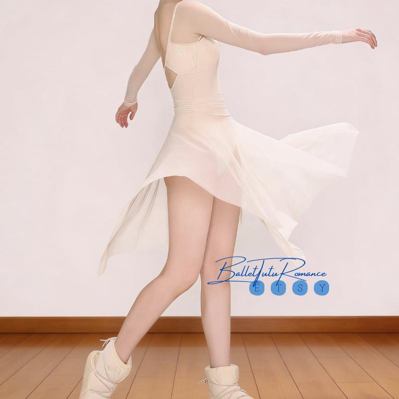 Tutu Half Skirt, Asymmetrical Sheer Ballet,Performance Skirt, Practice Dance wear