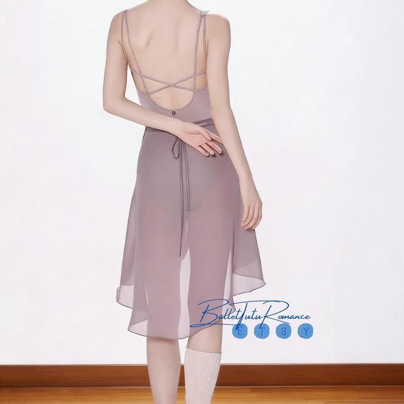 Tie-On Sheer Ballet Skirt, One-Piece Asymmetrical Chiffon Wrap for Dance