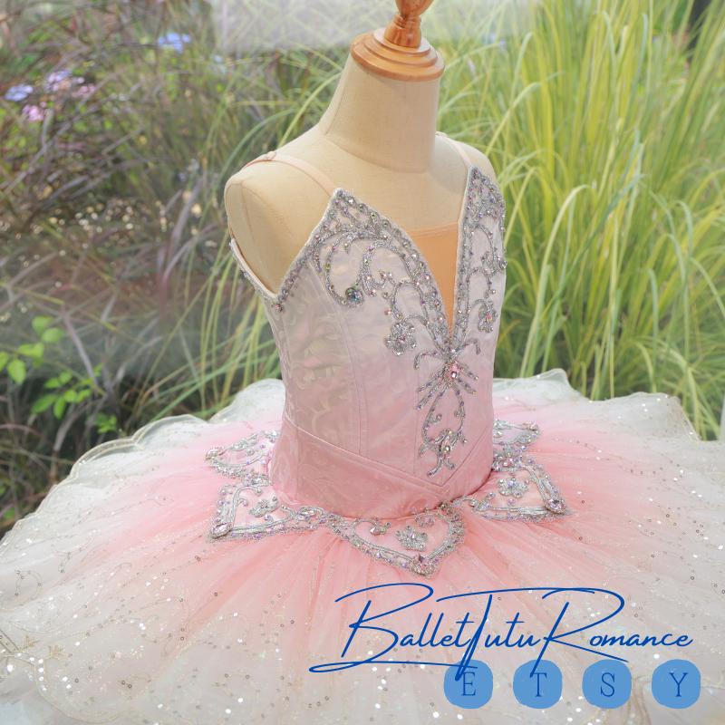 Crystal-Embellished Aurora Ballet Tutu, Custom Luxury Adult Child Performance Costume,Ballerina Dress