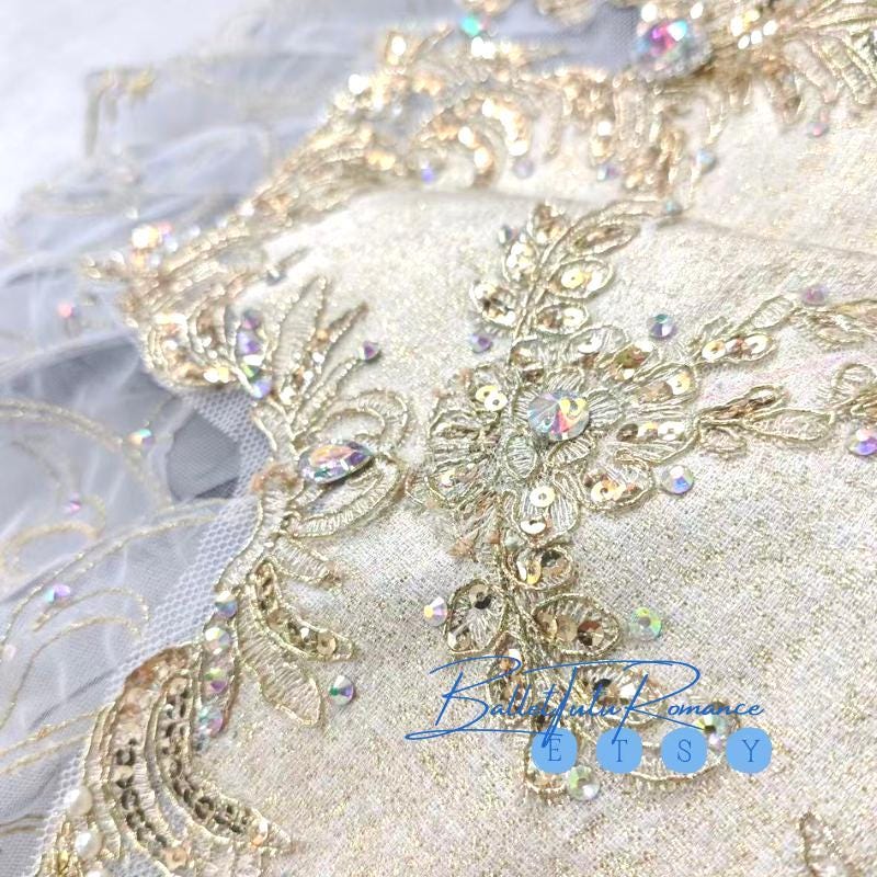 Opulent Gold Silver Leaf Ballet Tutu, Luxury Professional Tutu, Adult Child Performance, Nutcracker Aurora