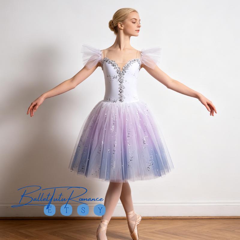 Kids Ballet Ombre Lavender-Blue Ballet Tutu for Recitals & Competitions
