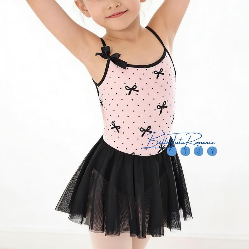 Pink Bow Ballet Leotard, Girls Dance Tutu, Practice Wear