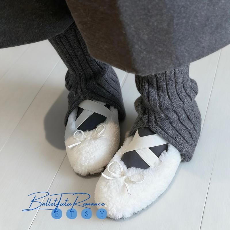 Handmade Mary Jane Ballet Shoes, Custom Warm Winter Flats, Ballet-Style Cozy Slip-Ons