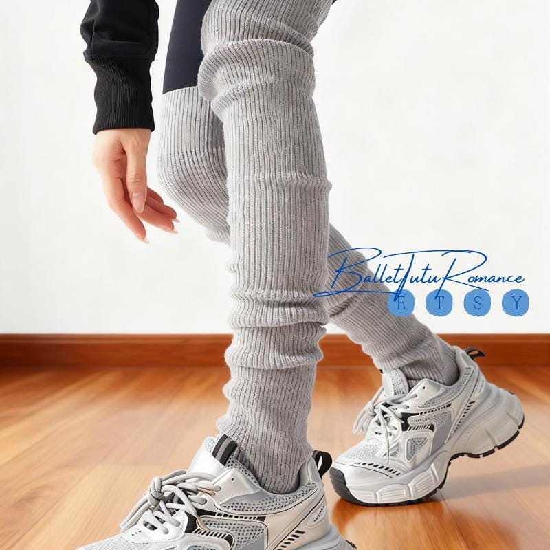 Knitted Over-the-Knee Leg Warmers, Sporty Modern Stacked Warm Leg Cuffs Average Size Cozy Trendy