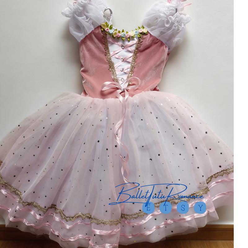 Lace Trimmed Blue Ballet Performance Dress: Standard Size(No hook&eye), Nutcracker