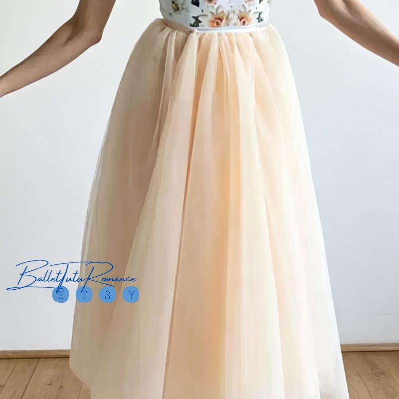Customizable Ballet Tulle Midi Skirt, Adult & Kids Romantic Flowy Dance Practice Skirt