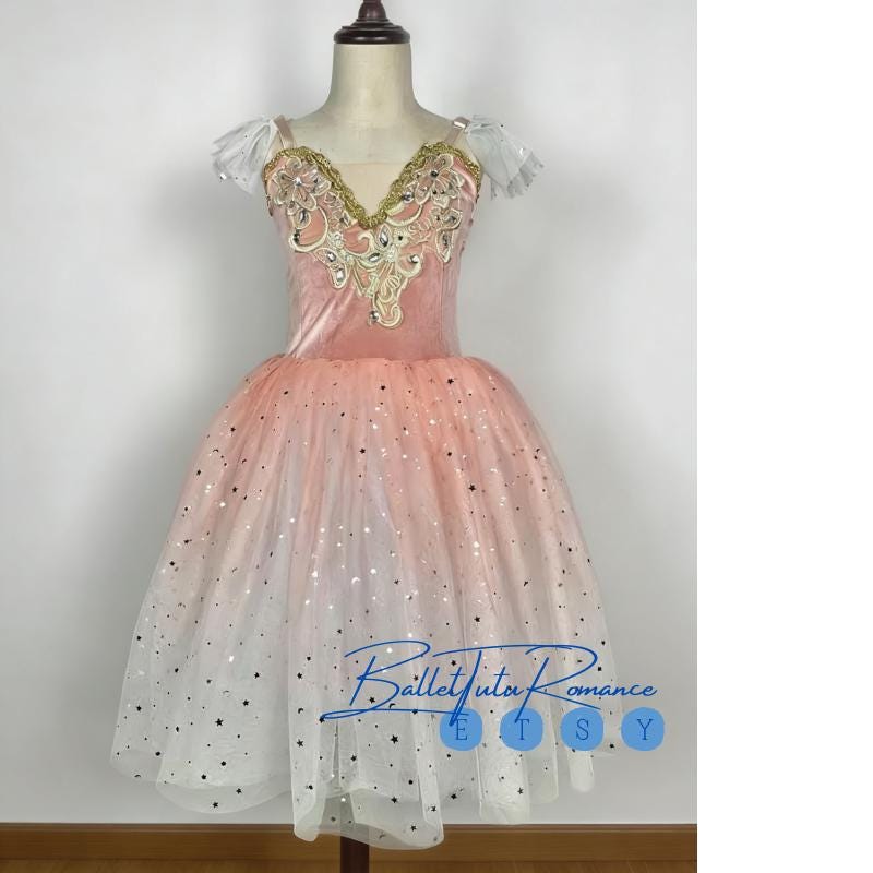 Lace Trimmed Blue Ballet Performance Dress: Standard Size(No hook&eye), Nutcracker