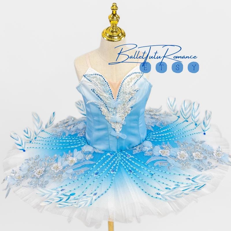 Custom Ballet Tutu, Luxury Aurora Nutcracker Costume, Adult/Child Handmade Silver-Embroidered Tutu