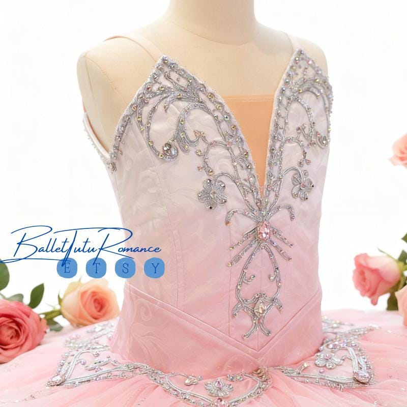 Crystal-Embellished Aurora Ballet Tutu, Custom Luxury Adult Child Performance Costume,Ballerina Dress