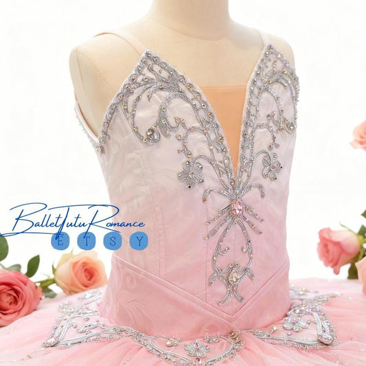 Crystal-Embellished Aurora Ballet Tutu, Custom Luxury Adult Child Performance Costume,Ballerina Dress