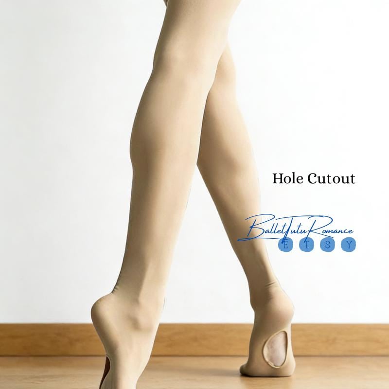 Ballet Dance Tights Anti-Run: 9/10 Cropped/Hole Cutout/Footed, Adult Yoga Tights