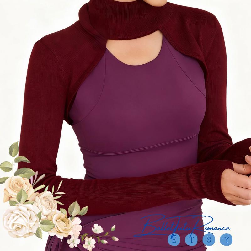 Stylish Shawl Top, Mock Neck Warm Long Sleeve, Yoga Dance Cover Up, Pilates Fitness