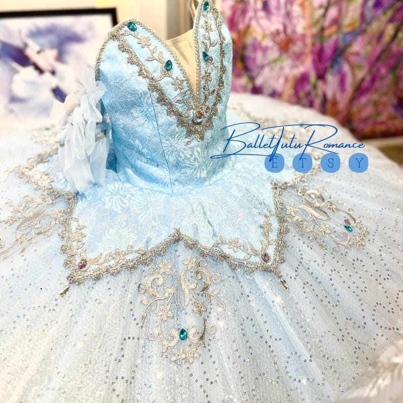 Custom Handmade Light Blue Tutu: Adult/Child Sleeping Beauty/Nutcracker Costume, Luxury Embellished Ballet