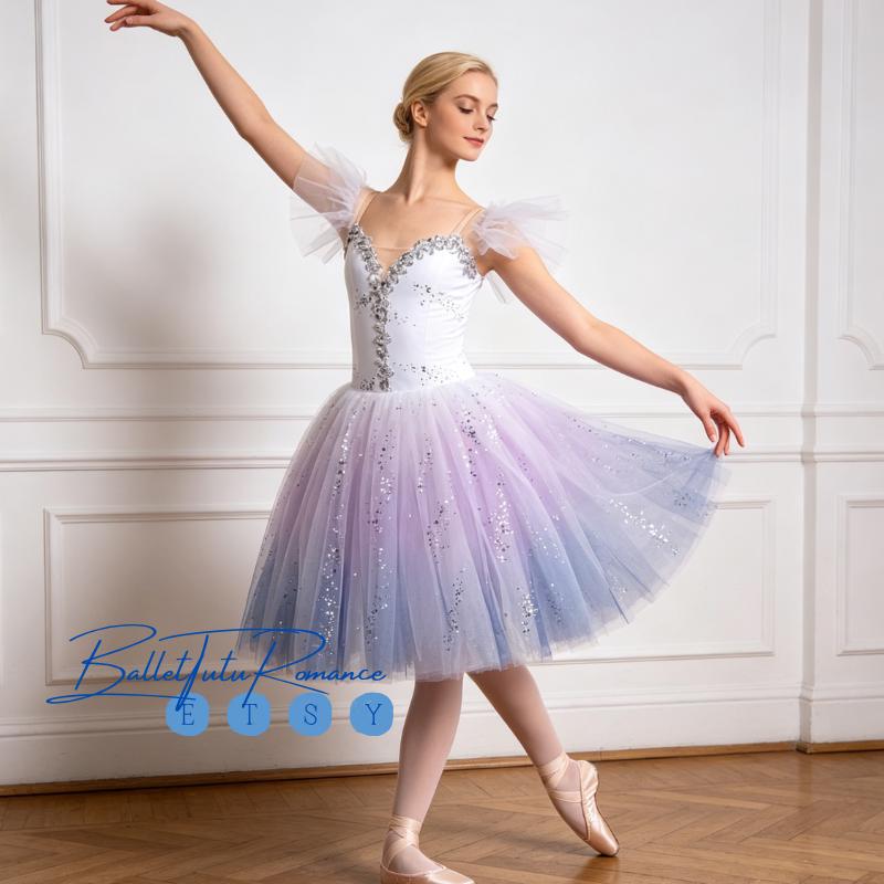 Kids Ballet Ombre Lavender-Blue Ballet Tutu for Recitals & Competitions