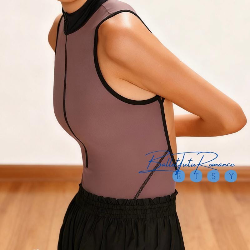 Dance Warm Jacket (White/Blue), Open-Back Leotard (Purple/Olive): Ballet Yoga Practice Wear
