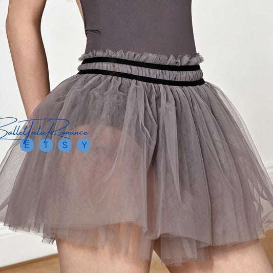 Ballet Lace Tutu Skirt for Women, Tulle Dance Skirt, Practice & Performance, Elastic Waist Short