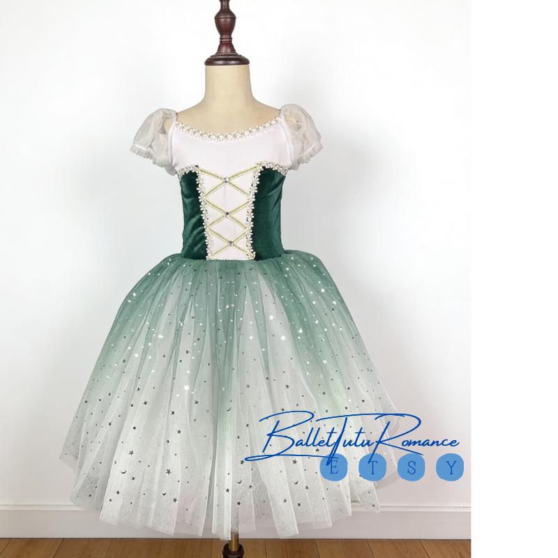 Lace Trimmed Blue Ballet Performance Dress: Standard Size(No hook&eye), Nutcracker