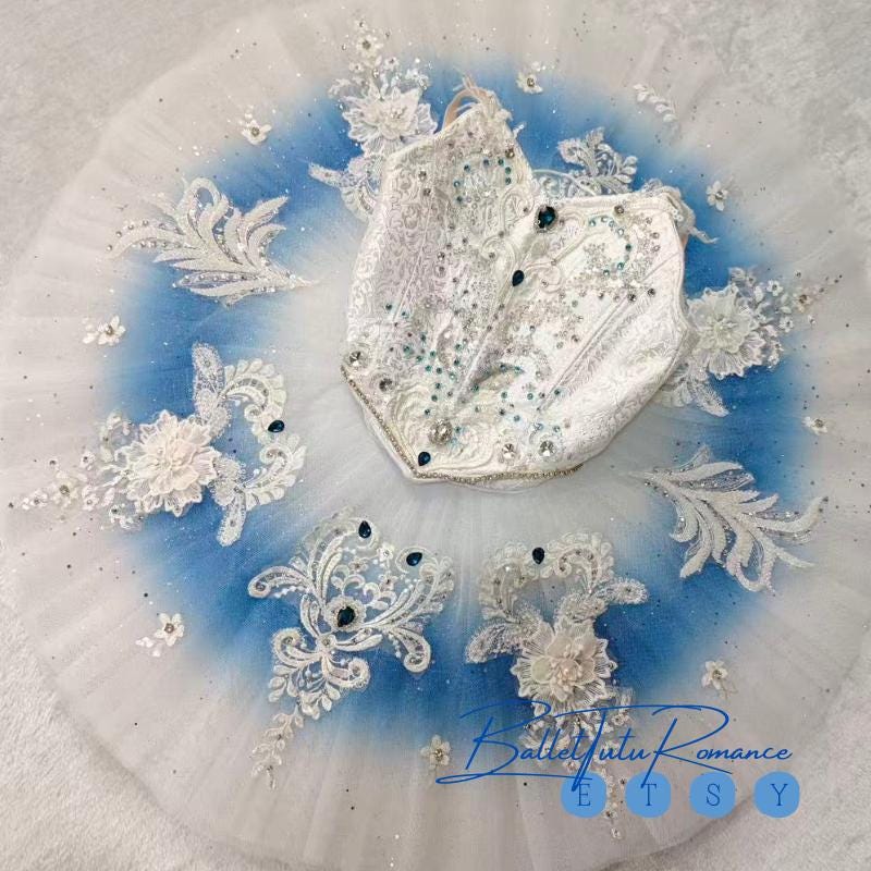 Custom White Swan Lake Ballet Tutu: Embellished Feather & Crystal Dress, Adult Child Performance Costume