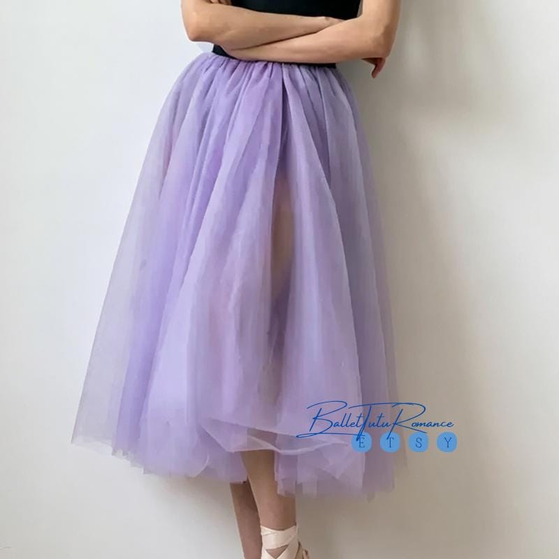 Customizable Ballet Tulle Midi Skirt, Adult & Kids Romantic Flowy Dance Practice Skirt