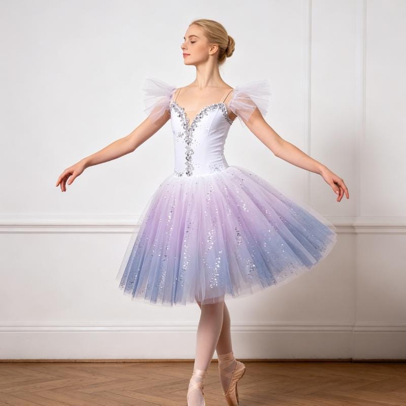 Kids Ballet Ombre Lavender-Blue Ballet Tutu for Recitals & Competitions
