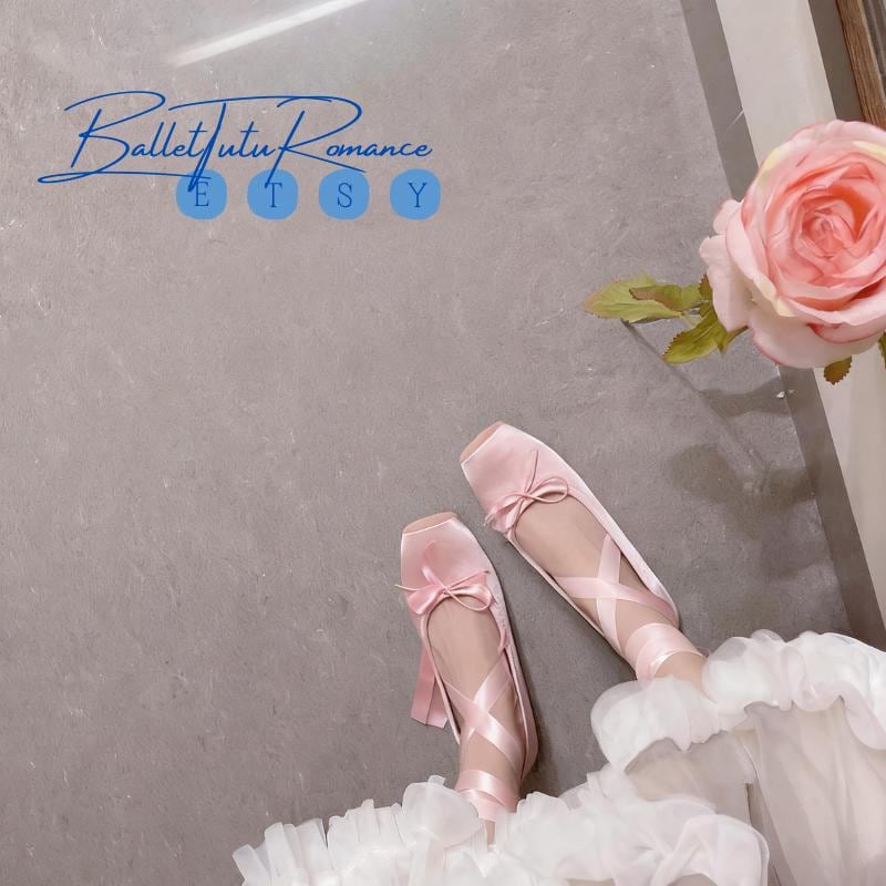 Mary Janes with Ballet Ankle Ribbon Ties, Bow Accent Ballerina Flats, Daily wear