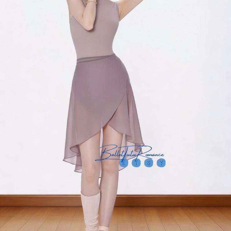 Tie-On Sheer Ballet Skirt, One-Piece Asymmetrical Chiffon Wrap for Dance
