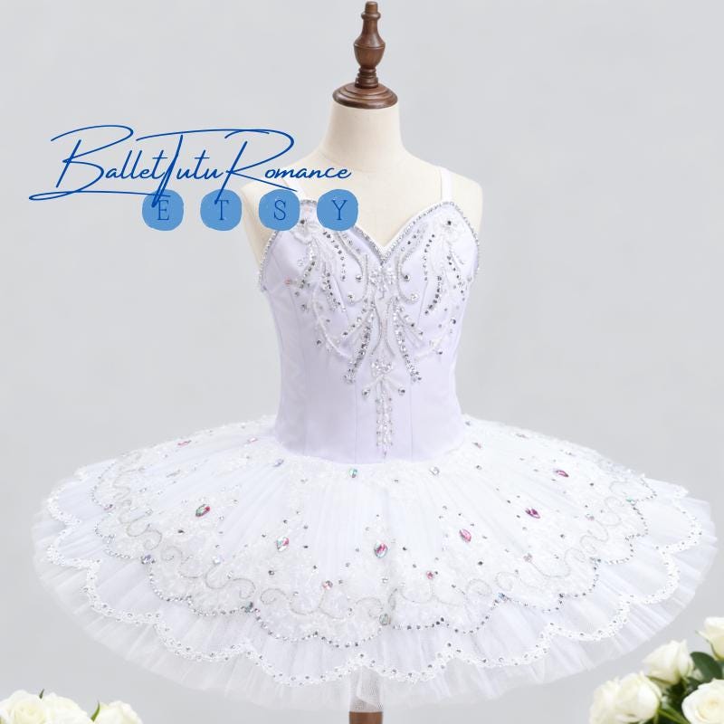 Luxury Black Swan Lake Ballet Tutu: Custom Rhinestone Costume, Adult/Child