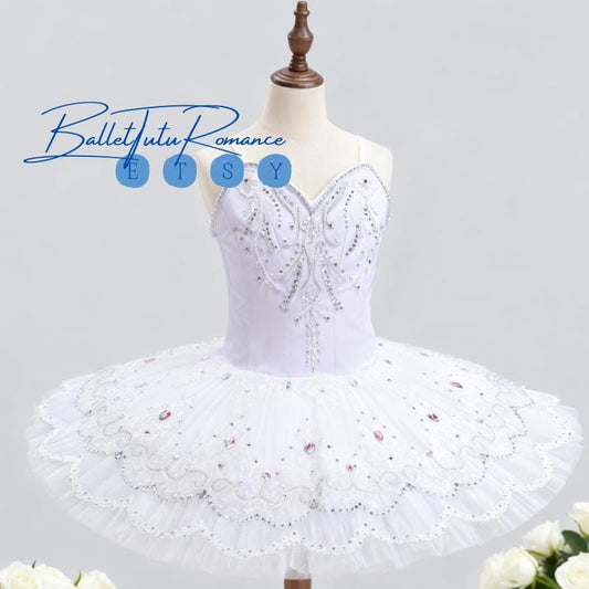 Luxury Black Swan Lake Ballet Tutu: Custom Rhinestone Costume, Adult/Child
