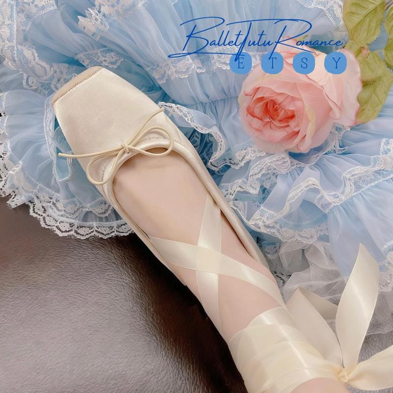 Mary Janes with Ballet Ankle Ribbon Ties, Bow Accent Ballerina Flats, Daily wear
