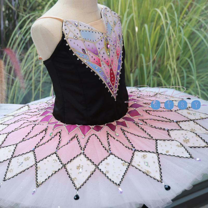 Handcrafted Custom Aurora Nutcracker Ballet Tutu, Pink Black Adult Child Performance Costume