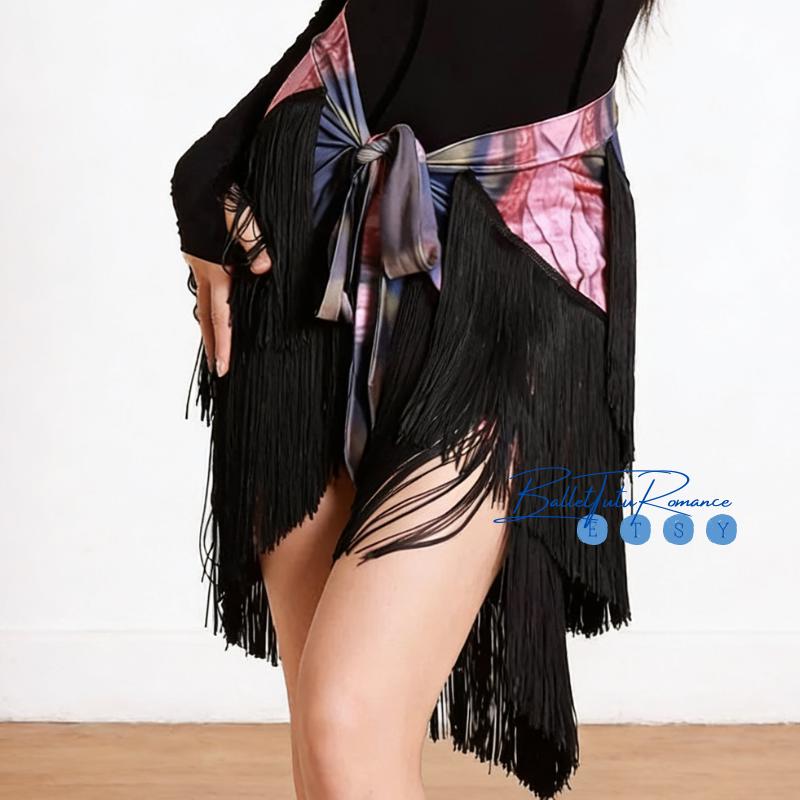 Dance Fringe Hip Scarf: Adult Dance Half Skirt, Performance Dancewear, Samba, latin