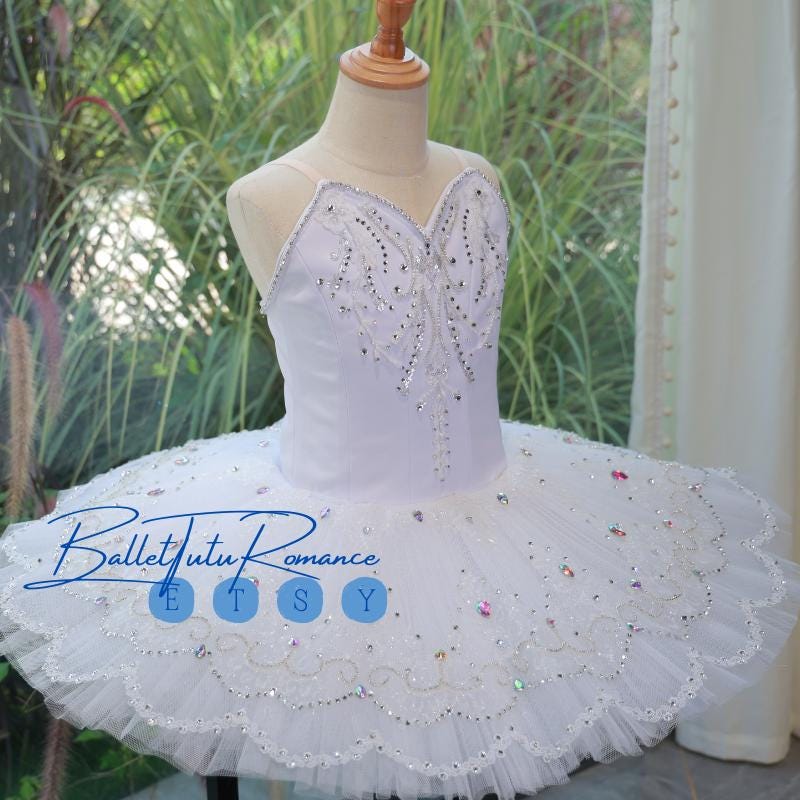 Luxury Black Swan Lake Ballet Tutu: Custom Rhinestone Costume, Adult/Child