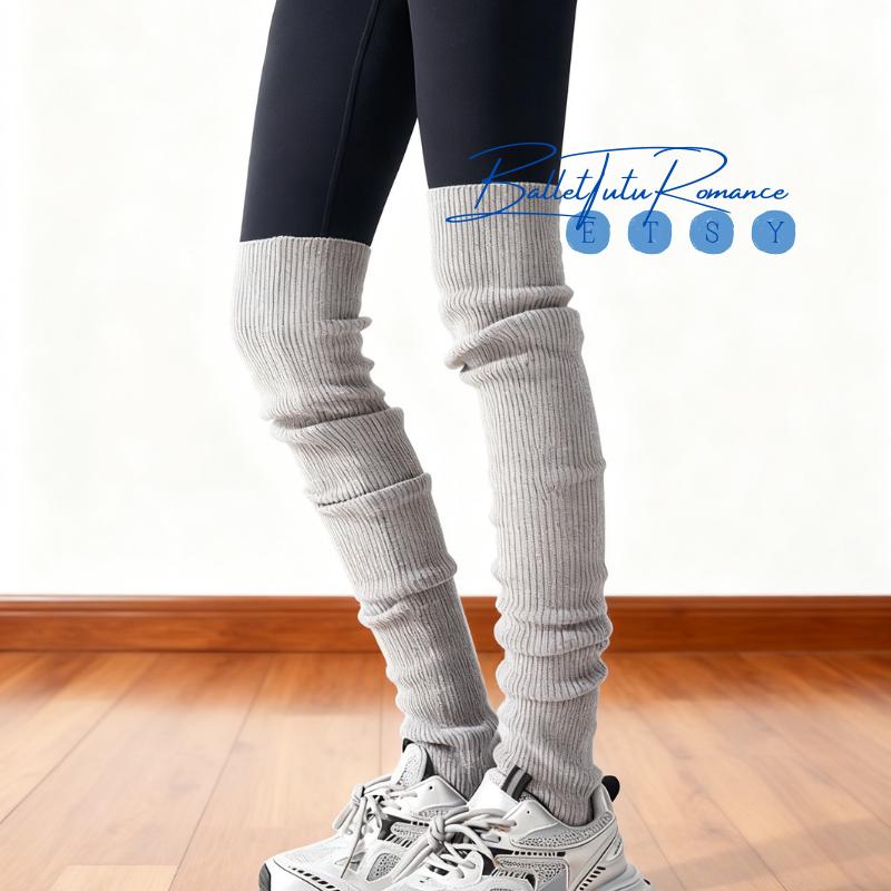 Knitted Over-the-Knee Leg Warmers, Sporty Modern Stacked Warm Leg Cuffs Average Size Cozy Trendy
