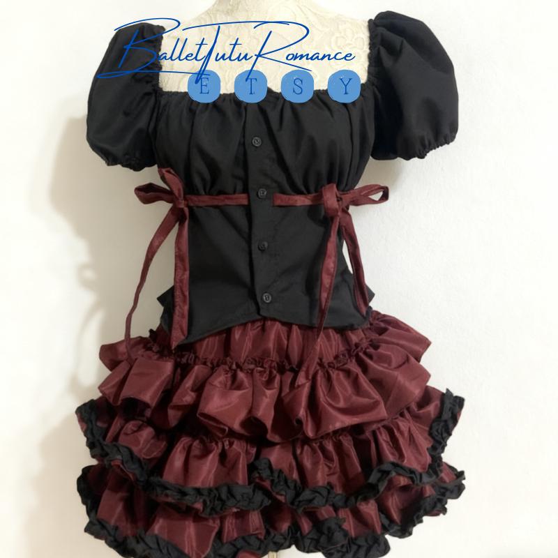 Y2K Ballet Punk Tiered Ruffled Puff Skirt, Pumpkin Cosplay Petticoat for Gothic Vintage Outfits
