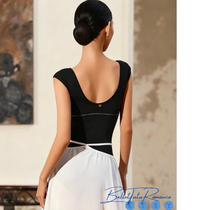 Ballet Bodysuit with White Lace Collar, Elastic Slim Fit Breathable Ballet Dance Leotard,Stretchable