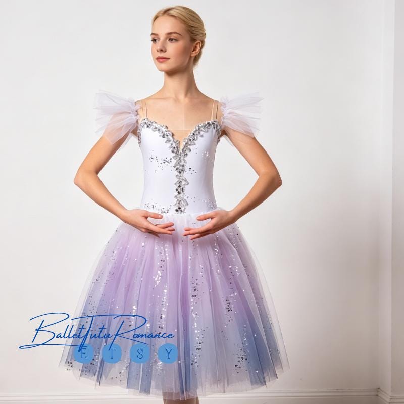 Kids Ballet Ombre Lavender-Blue Ballet Tutu for Recitals & Competitions