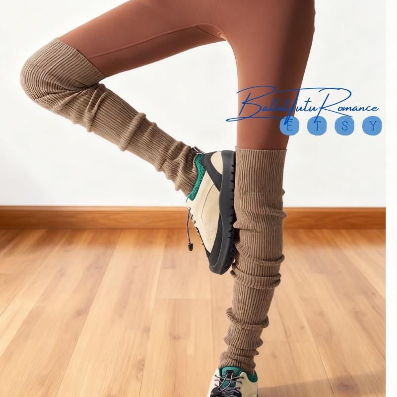 Knitted Over-the-Knee Leg Warmers, Sporty Modern Stacked Warm Leg Cuffs Average Size Cozy Trendy