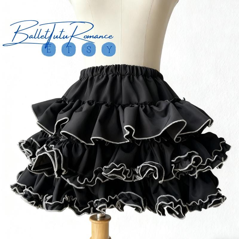 Y2K Ballet Punk Tiered Ruffled Puff Skirt, Pumpkin Cosplay Petticoat for Gothic Vintage Outfits