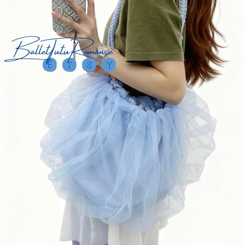Tulle Ballet Bag for Dancers, Oversized Dance Shoulder Gym Bag with Braided Straps